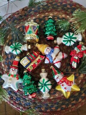 Vintage Thomas Pacconi Classics Blown Glass Christmas Ornaments Lot 2003